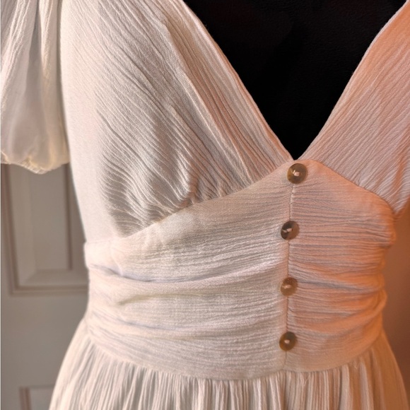Altar'd State White Bohemian style Mini Dress with Button Detail - Picture 2 of 7